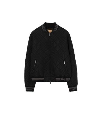  Micro Check-stitch Nylon Blend Bomber Jacket