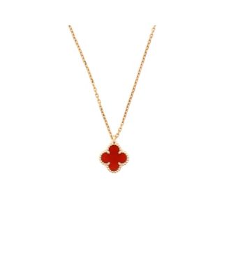 Sweet Alhambra Pendant Necklace 18K Rose Gold and Carnelian, 15 - 15.75"