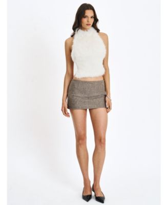  Oona Backless Contoured Fur Halter Top