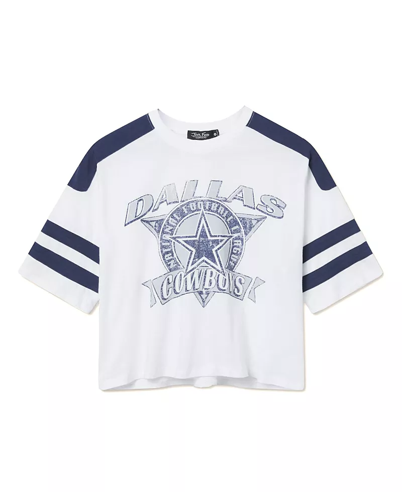 Junk Food Clothing Women's Nfl Dallas Cowboys Striped Crop Tee