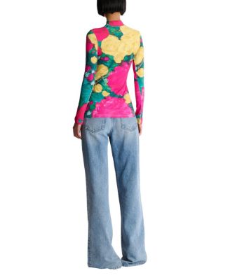  Printed High-Neck Top