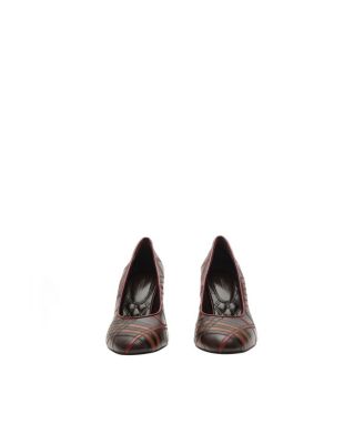  Women's Check Leather Trinket Pumps