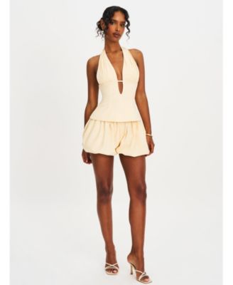  Quinzella Smock Back Halter Neck Linen Top