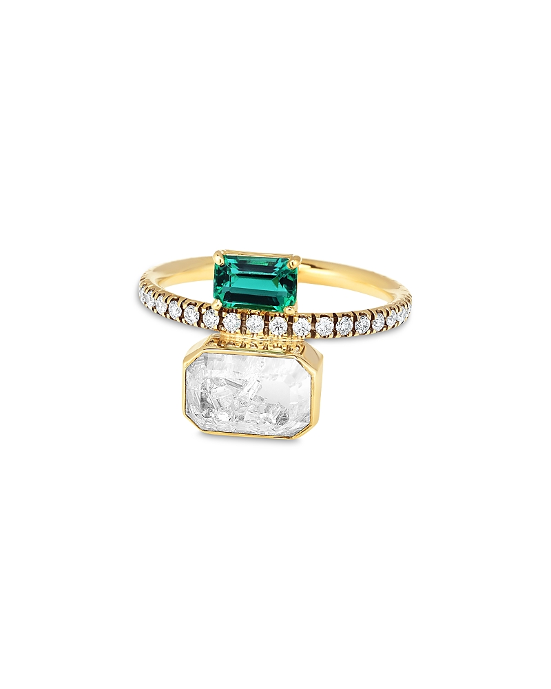 Moritz Glik 18K Yellow Gold Emerald & Diamond Shaker Eternity Ring