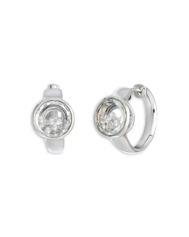 Moritz Glik 18K White Gold Diamond Neue Shaker Huggie Hoop Earrings
