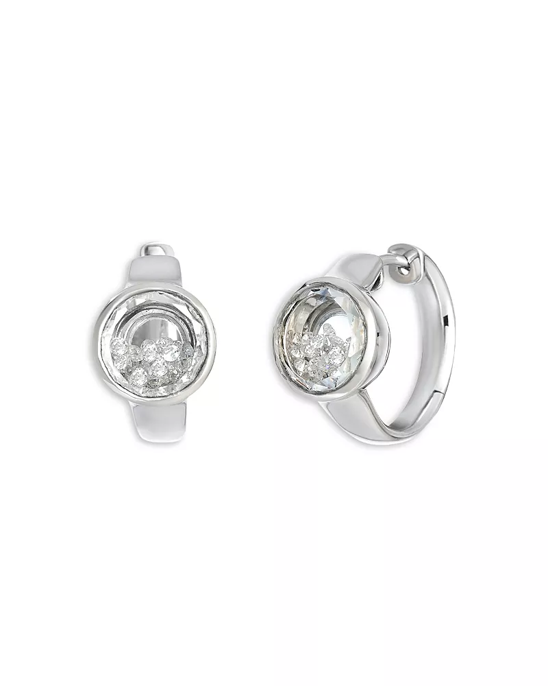 Moritz Glik 18K White Gold Diamond Neue Shaker Huggie Hoop Earrings