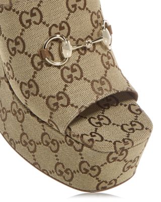 Women's GG Horsebit Platform Wedge Sandals