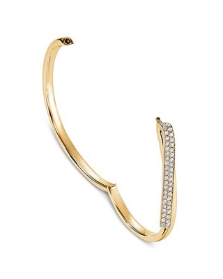 18K Yellow Gold Inside Out Diamond Flip Bangle Bracelet