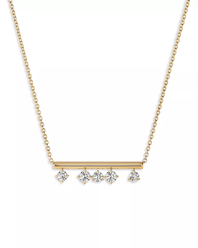 Hearts On Fire 18K Yellow Gold Barre Floating Diamond Necklace, 18