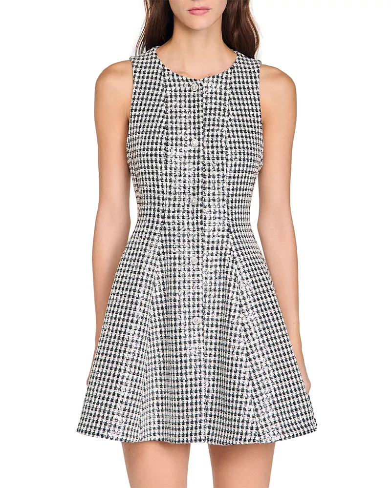 Sandro Tweed & Sequin Short Dress