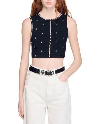 Embellished Embroidered Crop Top