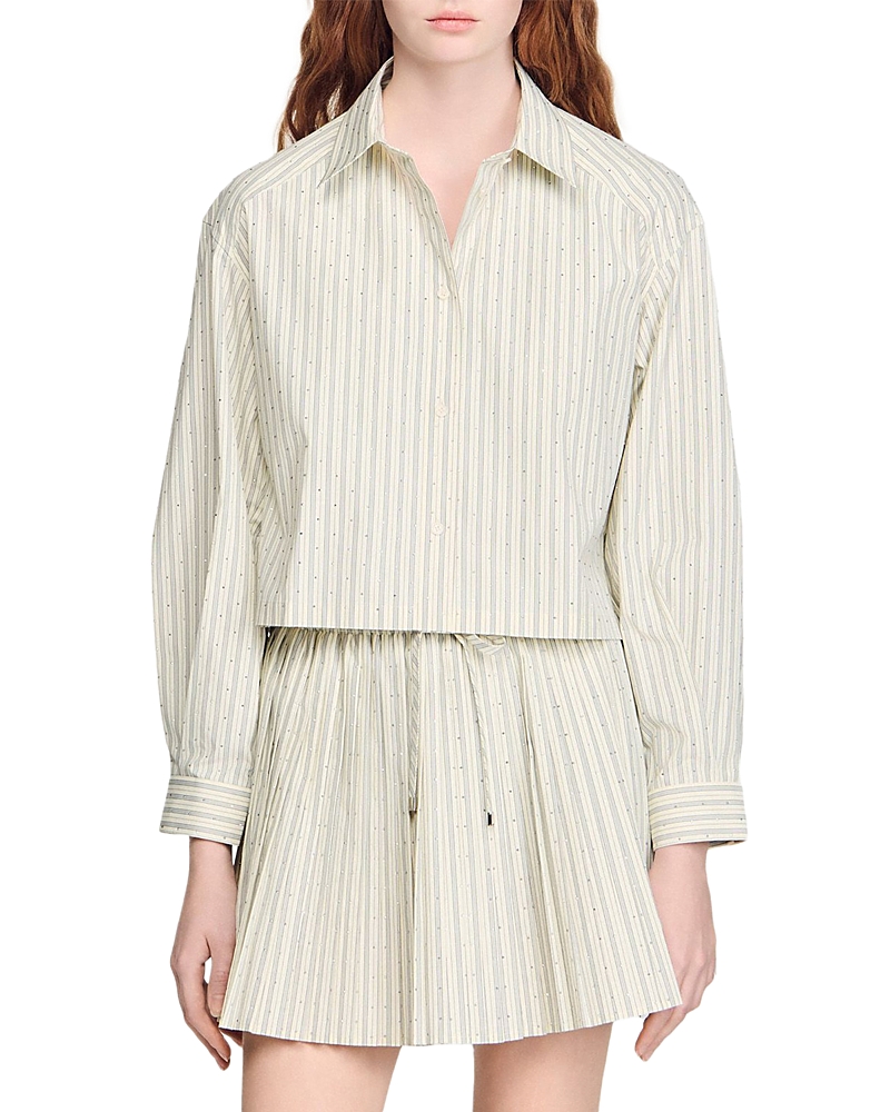 Sandro Striped Rhinestone Shirt