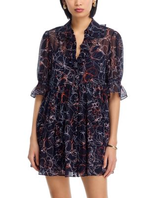 Malva Linework Floral Dress