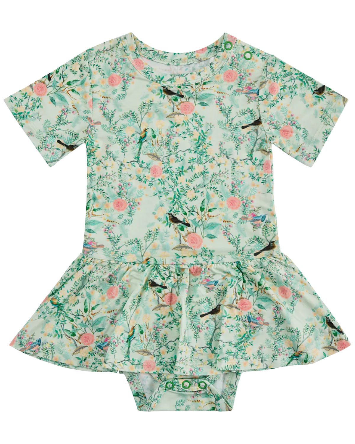 Motette Girls' Sage Blossom Bamboo Twirl Dress with Bodysuit - Baby