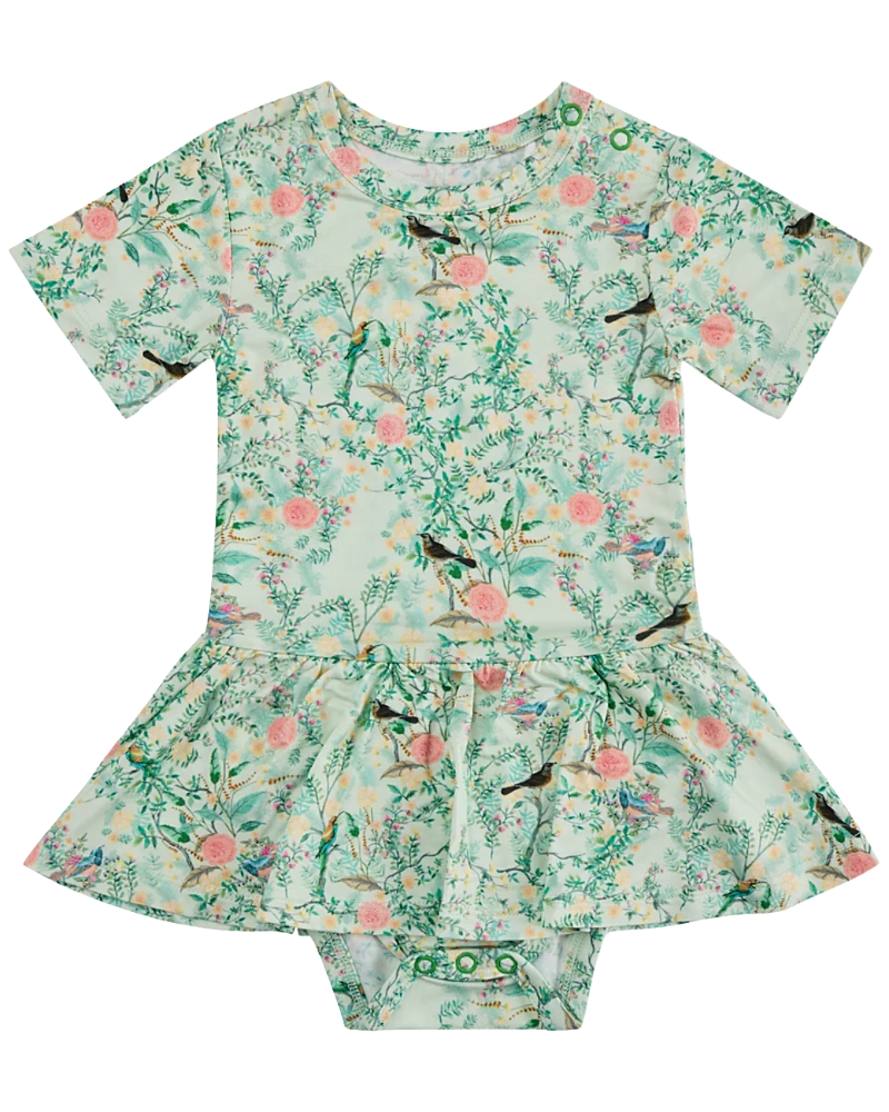 Motette Girls' Sage Blossom Bamboo Twirl Dress with Bodysuit - Baby