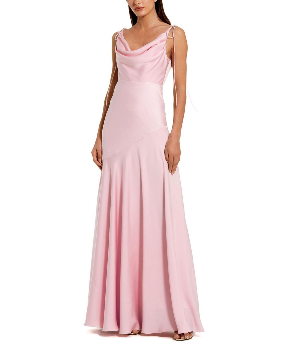 Charmeuse Cowl Gown with Thin Bow Straps