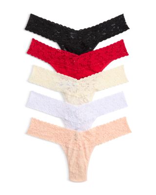 Signature Lace Low Rise Thongs, Set of 5