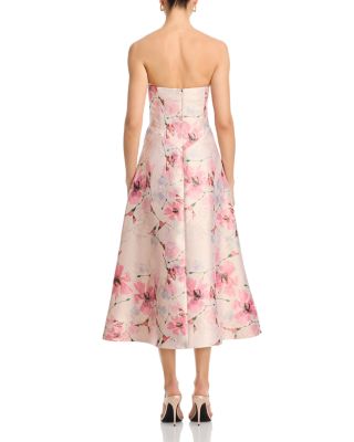 Strapless Gazar 3D Floral Dress