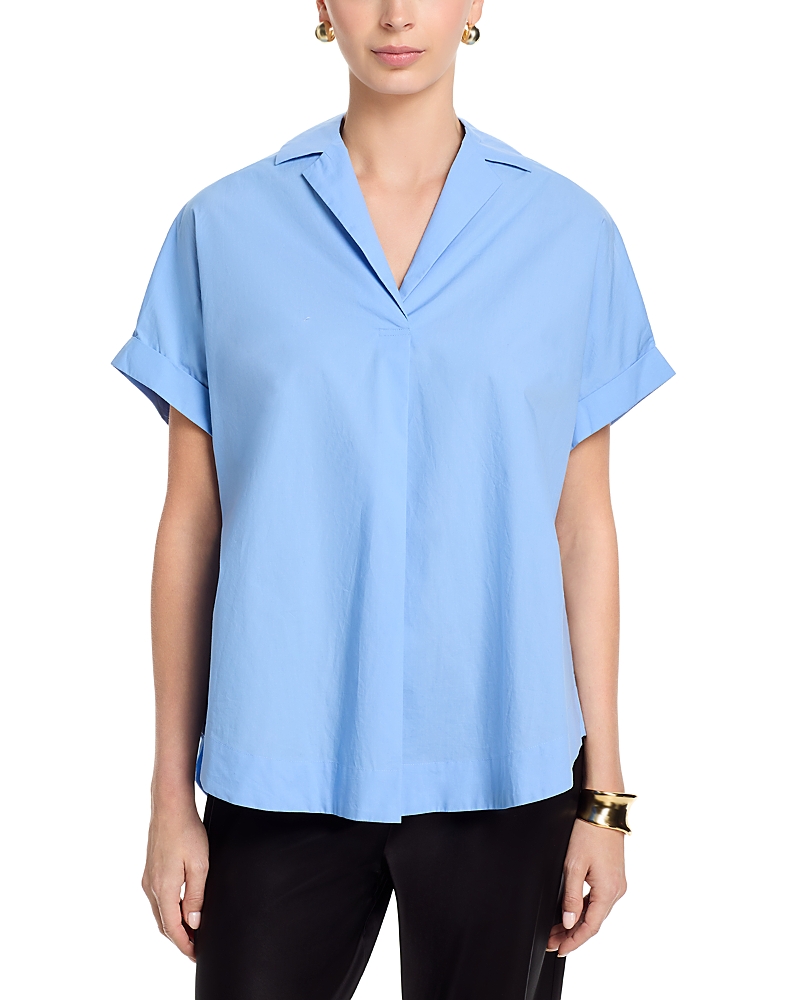 French Connection Poplin Collar Short Sleeve Pullover Top