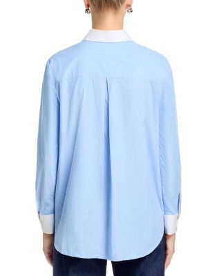 Poplin Ticking Contrast Shirt