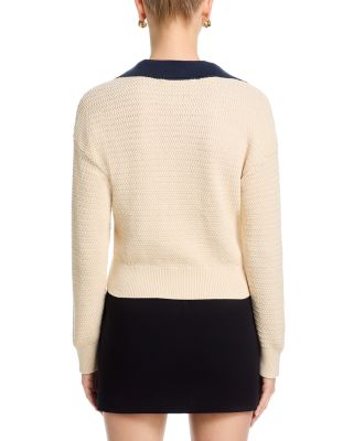 Mozart Contrast Collar Texture Knit Sweater 