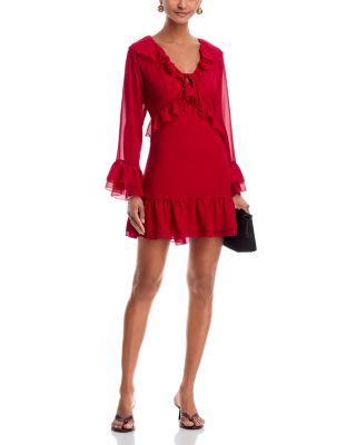 Ruffle Long Sleeve Mini Dress - Exclusive