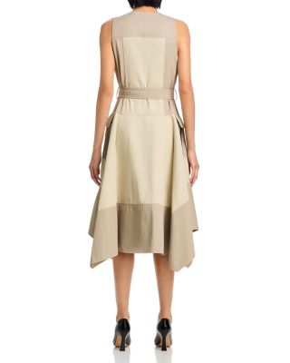 Patchwork Sleeveless Belted Utility Dress