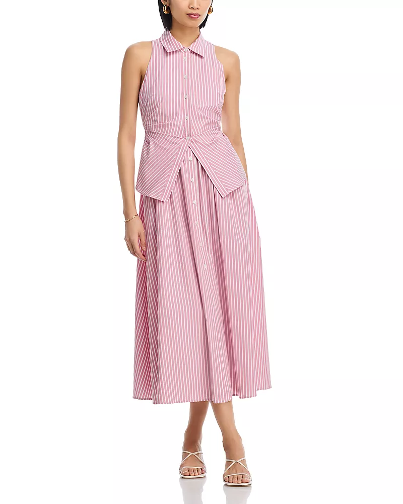 Tanya Taylor Hannah Striped Tie Back Dress