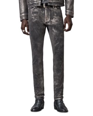 Skinny Fit Distressed Jeans in Metal Grey