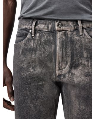 Skinny Fit Distressed Jeans in Metal Grey