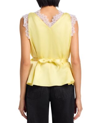 Satin Lace Trim Sleeveless Top