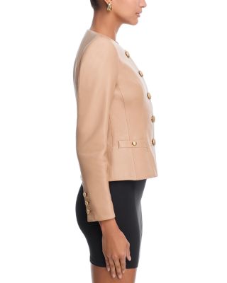 Mariella Collarless Leather Blazer