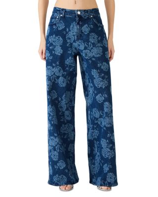 Jaxon Printed High Rise Relaxed Barrel Jeans in Rose Frost
