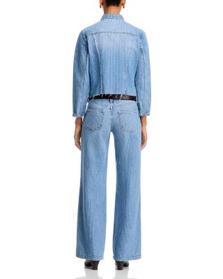 Janelle Slim Raw Denim Jacket & Joanne Low Rise Wide Leg Jeans in Carmel
