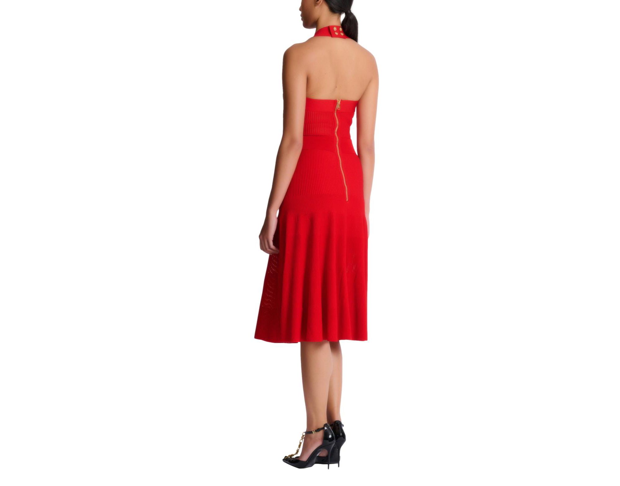 Halterneck Pleated Knit Midi Dress — Image 10