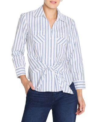 Striped Iconic Tie Front Top