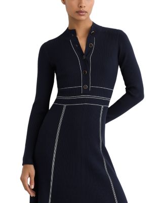 Button Front Long Sleeve Midi Dress