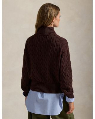 Cable Knit Cotton Quarter Zip Sweater