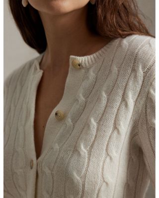 Cable Knit Cashmere Crewneck Cardigan
