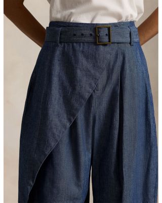 Chambray Tapered Wrap Pants