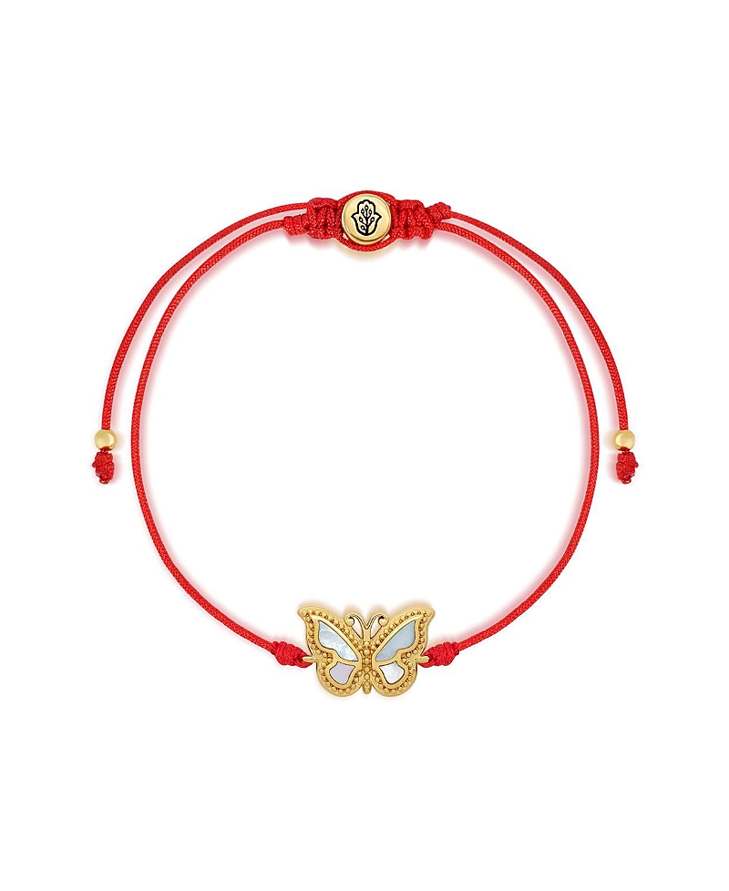 Karma and Luck Transcendent Guide Mother of Pearl Butterfly Red String Bracelet