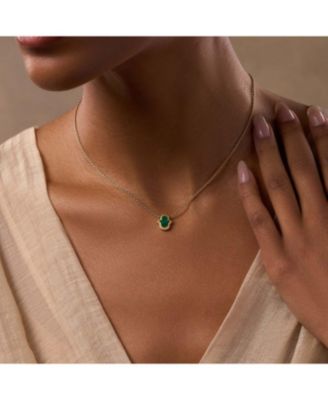  Honest & Bright Malachite Hamsa Gold Necklace