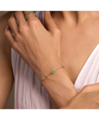 Abundant Clarity Turquoise Multi-Symbol Gold Bracelet