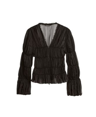  Ruched Sheer Blouse