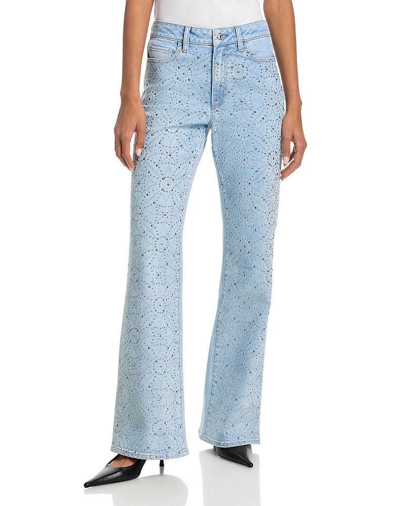 Paige Sofia Embellished Mid Rise Jeans in Flora Embellished