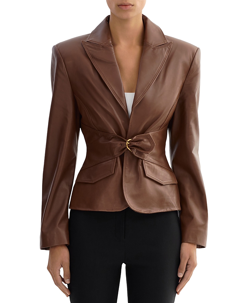 Lamarque Leather Belted Blazer