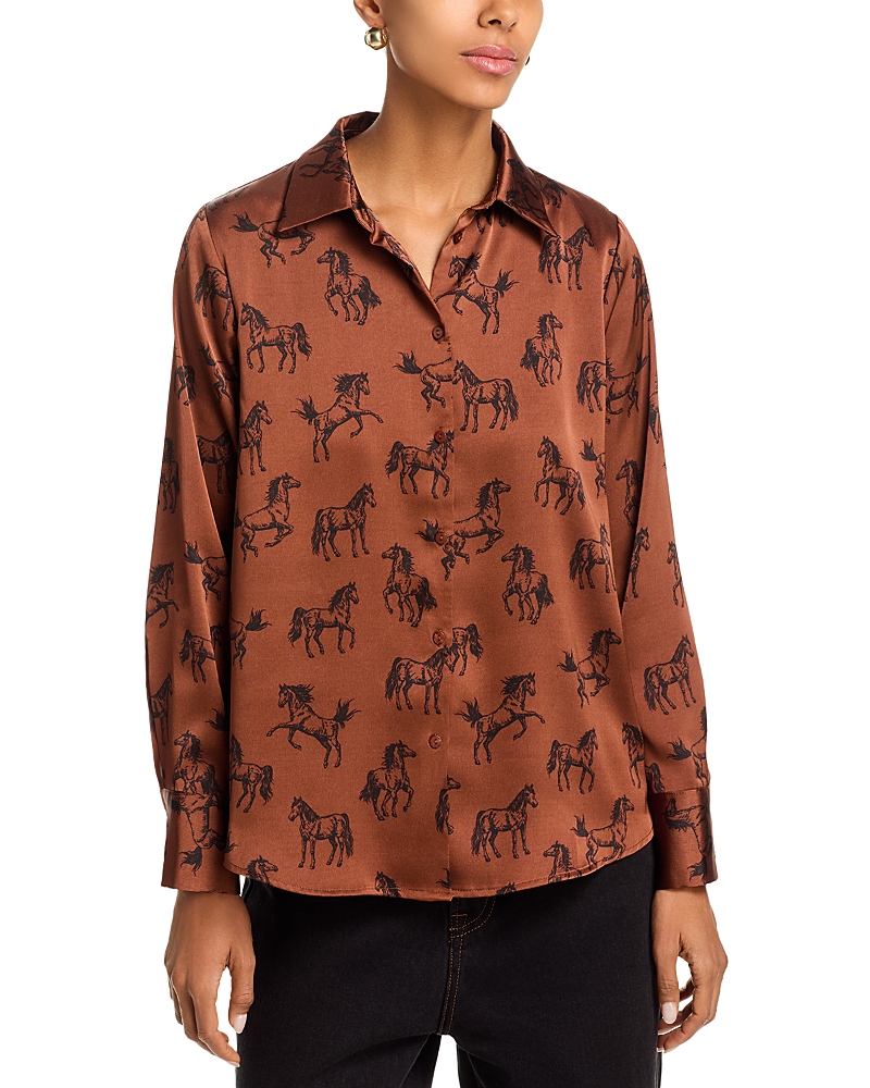 Aqua Horse Print Relaxed Shirt -Exclusive