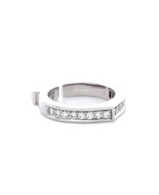  Flat C Ring 18K White Gold with Diamonds