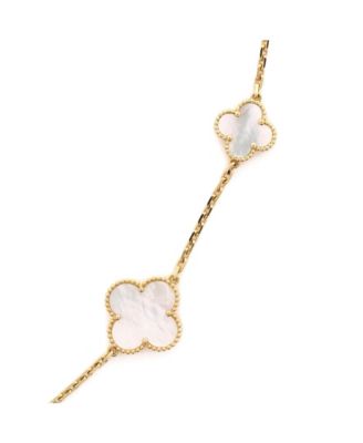  Magic Alhambra 11 Motifs Long Necklace 18K Gold and Mother of Pearl, 34"