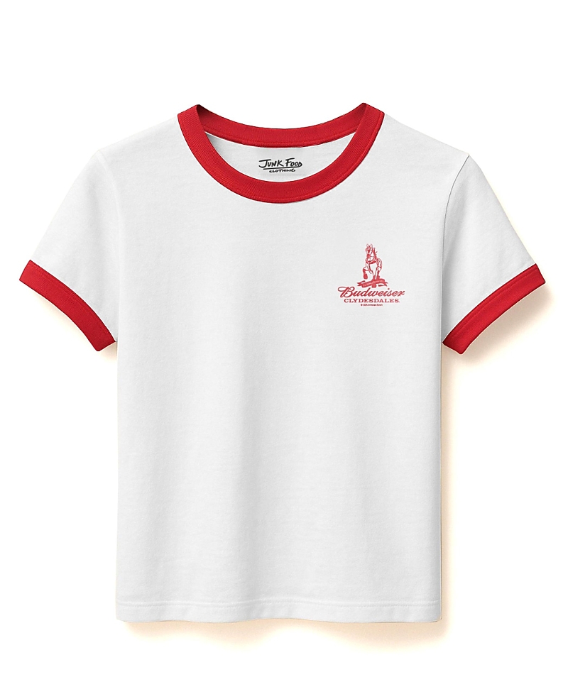 Junk Food Clothing Women's Budweiser Clydesdales Ringer Baby Tee